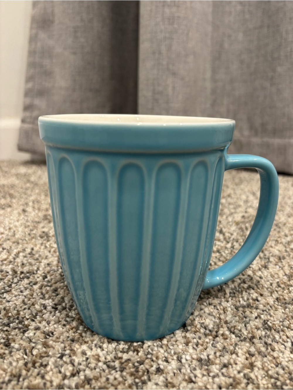 Vintage 2006 Starbucks Pastel Blue Fluted Ribbed 16oz Ceramic Mug